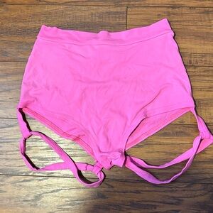 Lea Luna Vibrant Pink Women's High-Waisted Pole Bottoms w garters